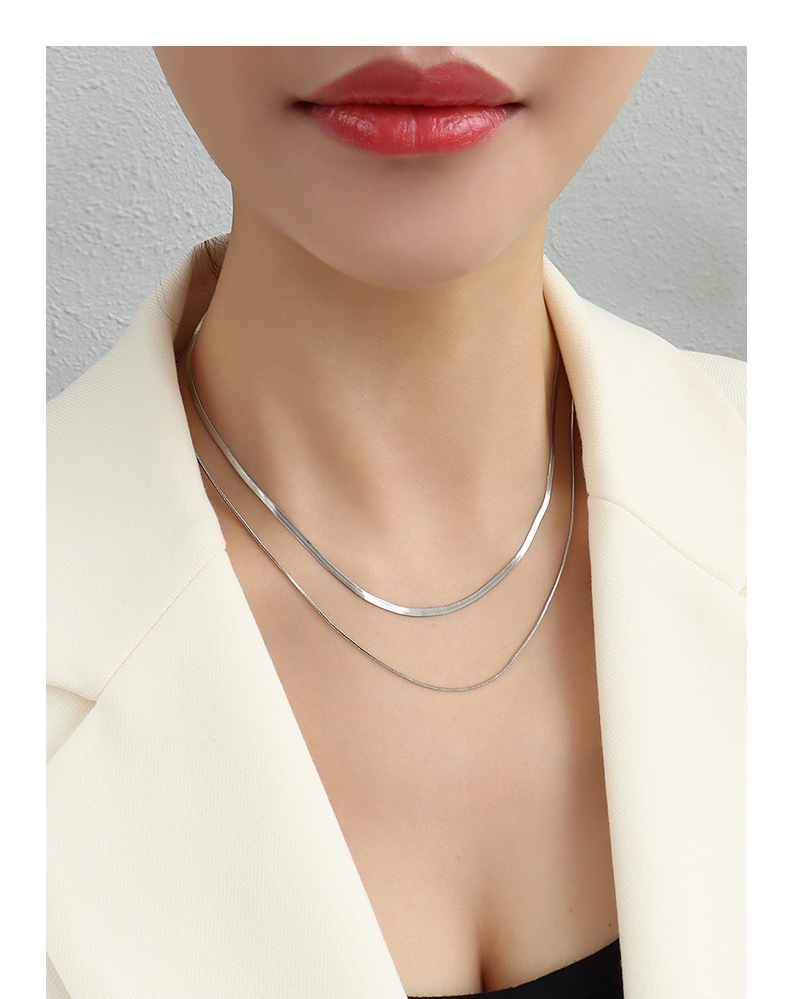 Marka French Double Layer Blade & Queen Plate Necklace Set