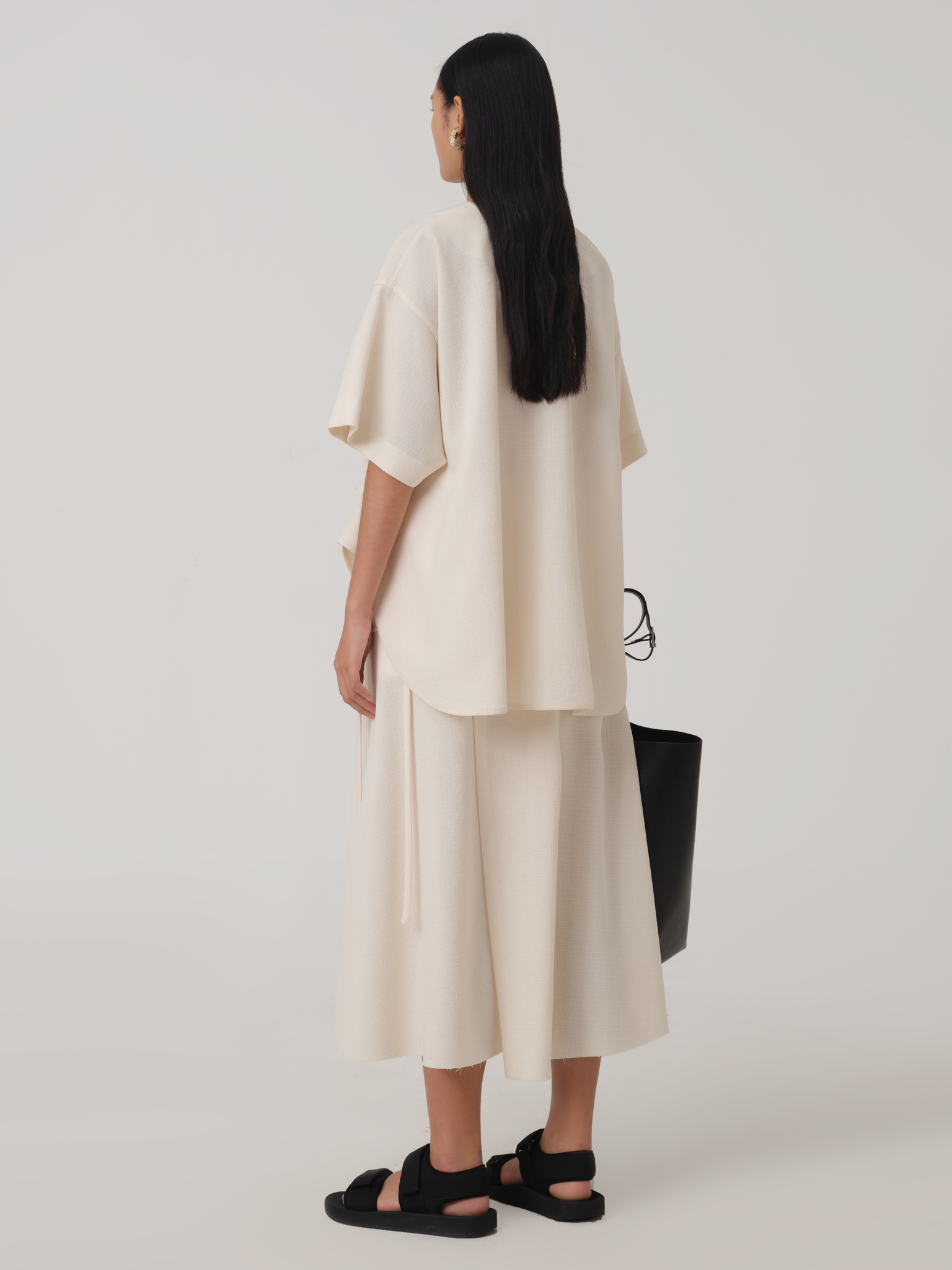 会员价WRAP SILK MIDI SKIRT IN CREAM