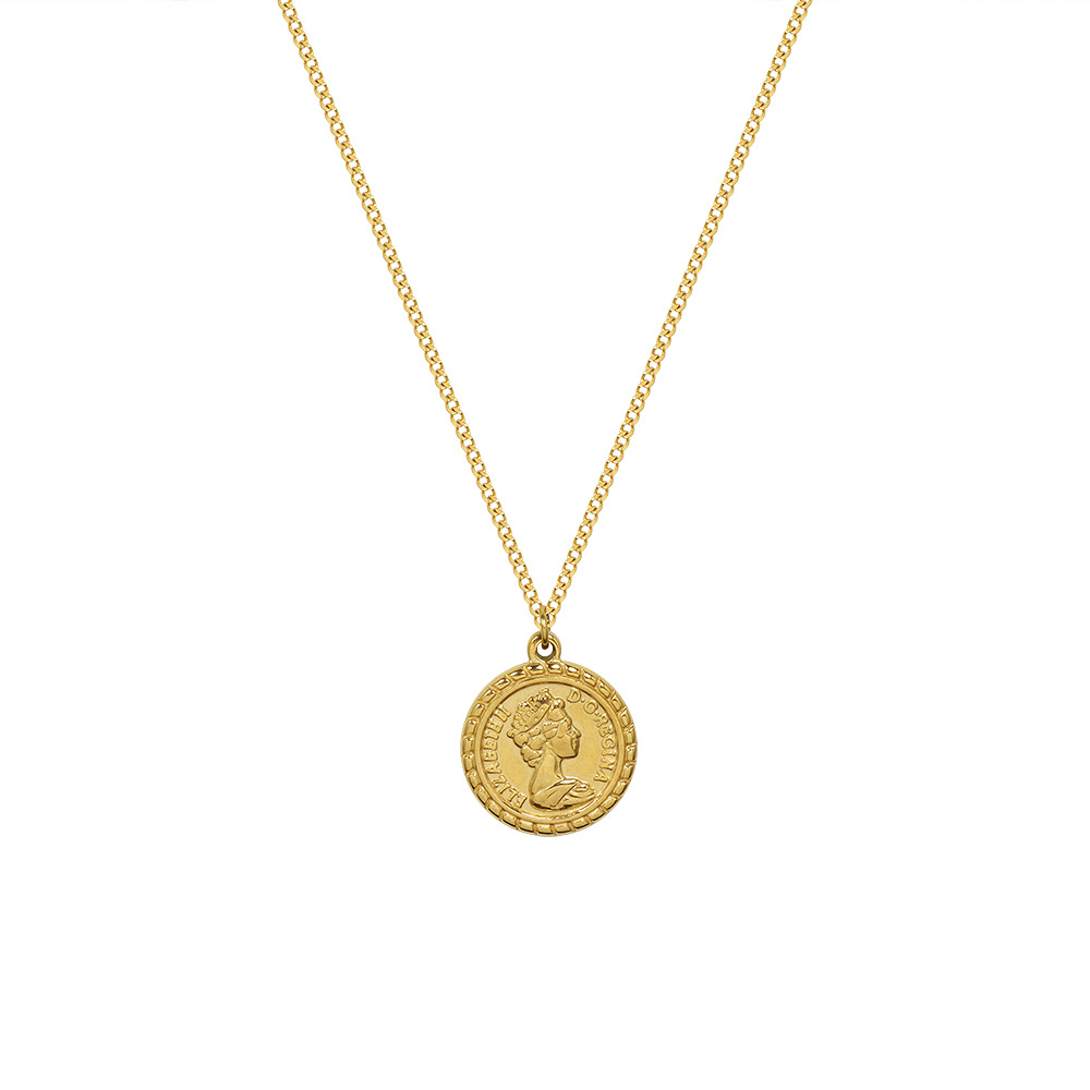 Marka French Double Layer Blade & Queen Plate Necklace Set